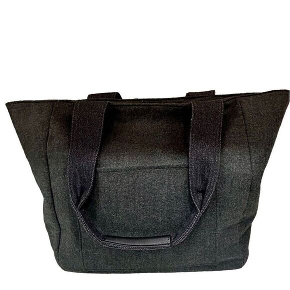 Sondra Roberts Square Large Dark Gray Tote with Black Booties Faux Fur Trim Wine - Picture 6 of 14